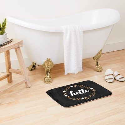 Hello Welcome Door Mat With Floral Design-New House Present Bath Mat Official World Print Merch